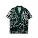 Men's Retro Printed Short Sleeved Shirt European Size Trendy Brand Cross Border Handsome Loose Beach Couple Top for Women_ecoleips.com