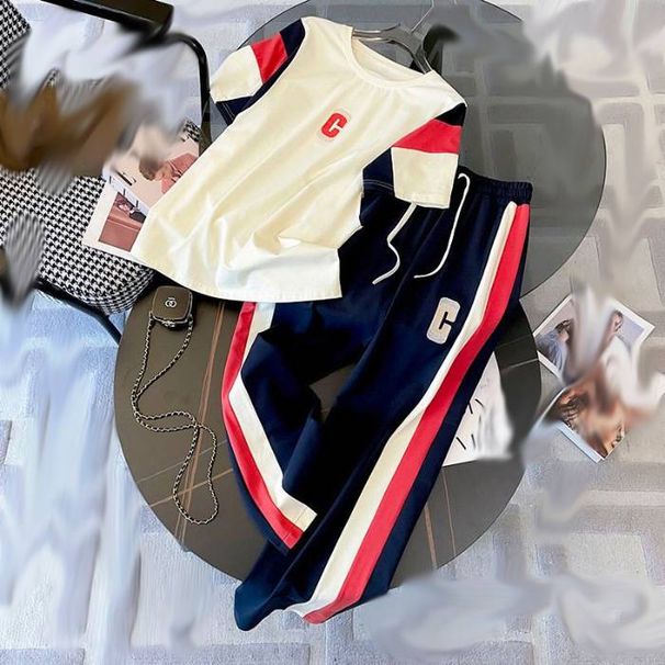 Women's Clothing Hooded Sportswear Suit For Women 2023 Summer New Slim Letter T Shirt Top Pants Casual Suit For Women_ecoleips.com