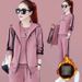 Women's Fleece-Lined 3-Piece Set - Long Sleeve Hoodie With Vest & Pants, Korean Winter Warm Outfit (Wine Red, Pink, Blue, Purple, Gray)_ecoleips.com