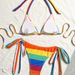 Rainbow Stripe Bikini Set – Sexy High-Cut Swimwear (S-L, Polyester-Spandex, No Underwire, Beach & Pool)_ecoleips.com