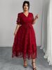 Plus-size Women's Butterfly Mesh Ruffle Sleeve Elegant Dress_ecoleips.com