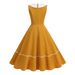 Retro Nautical Style mid Length Dress for Women Ribbon Trimmed Hepburn Inspired Full Skirted Elegant Sophisticated Summer Dress_ecoleips.com
