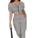 Women's Summer Fashion Two-Piece Set, Off-Shoulder Top With Elastic Waist Pants, Elegant And Slimming Outfit_ecoleips.com