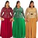 Women's Clothing Sequined Banquet Party Dress Elegant Sequin Evening Gown – Plus Size African Party Dress With Waist Belt (Chiffon & Glitter)_ecoleips.com