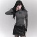 Women's Slim Fit Mock Neck Long Sleeve Top, Printed Letter Streetwear Base Layer Shirt, Sexy Chic Essential_ecoleips.com