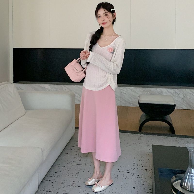 Summer New Korean Fashion Two-Piece Maternity Dress_ecoleips.com