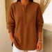 2026 Cross-Border European And American Autumn Winter New Corduroy Solid Color Loose Casual V-Neck Button Long Sleeve_ecoleips.com