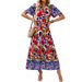 Spring Summer Women Casual Vacation Printed Midi Dress Beach Holiday Outfit_ecoleips.com