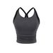 Modal Threaded Sports High Elasticity Tight Yoga Fitness Camisole For Women Summer Ruched Integrated Chest Pad Bra Vest_ecoleips.com