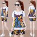 Summer Plus Size Women's Loose T-Shirt Floral Fashion For Chubby Sisters, Stylish And Age-Reducing Slimming Shorts_ecoleips.com