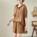 Women's Clothing Suit Short Sleeved Tops To Cover The Flesh Women's Loose Slimming Shorts Large Size Hooded Fat Mm_ecoleips.com