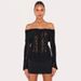 European And American Style 2025 Ins Early Autumn New Sexy Low-cut Bell-sleeve Lace Sheer Top_ecoleips.com