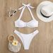 Solid Color Bikini Set - Sexy Low Back Ribbed Two-Piece Swimsuit For Women_ecoleips.com