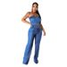 Women's Clothing New Splicing Tube Top Strap Waist Denim Jumpsuit_ecoleips.com