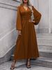 Women's Lantern Sleeve High Slit Dress Autumn Winter High Slit Dress Lantern Sleeve_ecoleips.com