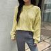 Y2K-Inspired Long Sleeve Knit Sweater – Solid Color Wool-Like Pullover For Women (White/Yellowish/Blue/Light Pink/Apricot)_ecoleips.com