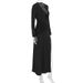 Solid Color Sexy V Neck Long Sleeve High Slit Dress Elegant Party Evening Bodycon Dress For Women Daily Wear And Formal Occasion_ecoleips.com
