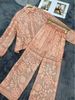 Women's Korean Style Fashion Heavy Embroidery Lapel Long Sleeve Shirt And High Waisted Slimming Wide Leg Pants Two Piece Set Summer New_ecoleips.com