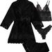 Aria Basics Aria Basics New European American Style 4-Piece Lace Strap Pajamas Women's Summer Set With Robe And Nightdress Wholesale_ecoleips.com
