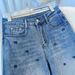 Women’s High Waisted Wide Leg Jeans - Light Blue Denim With Heart Embroidery & Sparkly Rhinestones, Casual Straight Pants For Daily & Party_ecoleips.com