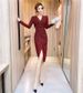 Senior Celebrity Royal Sister Chic Hip Skirt Women's Early Spring Sweet Temperament Cross Collar Unique Split Dress_ecoleips.com