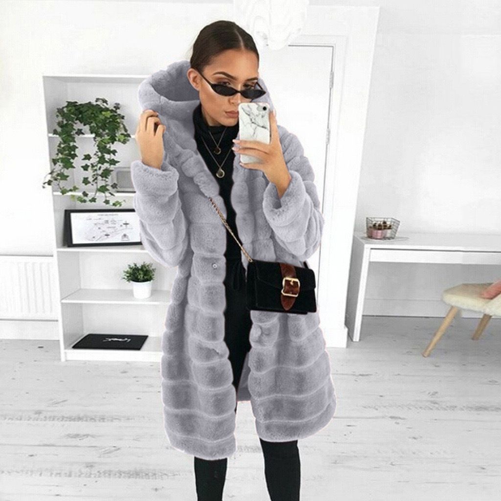 Women's Clothing Slim Fit Long Wool-Like Coat Hooded Trench Jacket Elegant Office Commuter Outerwear For Winter_ecoleips.com
