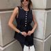Women's Clothing Women's Style Minimalist Commuter Two-Piece Set Black Vest And Trousers Cotton Linen Summer For Formal & Casual For Women_ecoleips.com