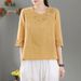 Summer Cotton And Linen Shirt For Women; Embroidered Top With A Retro, Artistic Design; Loose-Fitting Style That Flatter_ecoleips.com