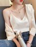 Silk Camisole For Women Spring Summer Satin V-neck Loose Slimming Inner Wear Base Shirt Wholesale_ecoleips.com