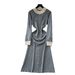 Women's Clothing French Retro Beaded Knit Dress For Women Heavy Duty Single Breasted Elegant Sweater Autumn Winter High End Clothing_ecoleips.com