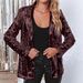Women's Clothing new commuter style cardigan lapel long sleeved sequined casual suit_ecoleips.com