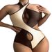 Women's Clothing Color Matching Sexy Hollow Bikini One-piece Swimsuit Beach Swimming Clothing_ecoleips.com