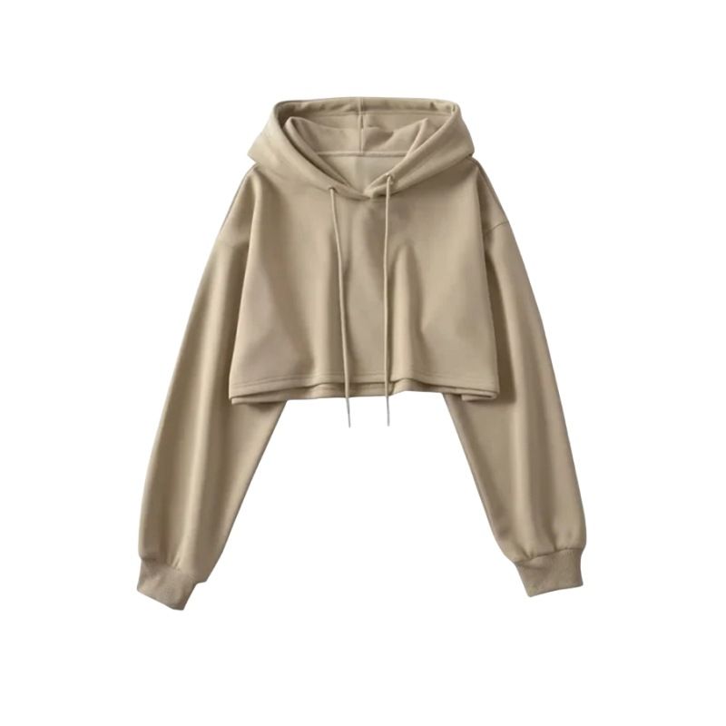 Women's Retro Cropped Hoodie - Vintage Streetwear Pullover With Drawstring Hood, Short Length For Dance & Casual Wear_ecoleips.com