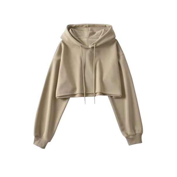 Women's Retro Cropped Hoodie - Vintage Streetwear Pullover With Drawstring Hood, Short Length For Dance & Casual Wear_ecoleips.com