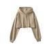 Women's Retro Cropped Hoodie - Vintage Streetwear Pullover With Drawstring Hood, Short Length For Dance & Casual Wear_ecoleips.com