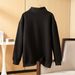 Mid-to-high-end Korean-style Versatile Loose-fitting Solid Color High-neck Long-sleeve Cotton Sweatshirt Women,_ecoleips.com