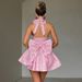 Women's Sexy Elegant Jacquard Halter Belted Back Bow Bodycon Midi Dress – Spring Party Gown 2026_ecoleips.com
