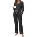 Women's Autumn Lounge Set – Button-Up Long Sleeve Top & High-Waist Tied Waist Pants (S-XXXL, 8 Colors, Soft Polyester, Euro/Afro Fit)_ecoleips.com