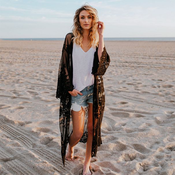 Women's Clothing Thin Loose Lace Shirt Temperament Beach Bikini Shirt Hollow Hook Flower Sun Protection Shirt_ecoleips.com