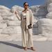 Women's Clothing Fashion Spring Style Temperament Plus Size Women's Long Sleeved Cardigan Two Piece Casual Solid Color Suit_ecoleips.com