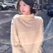 girl Lazy Style High-End Design Turtleneck Sweater Women, Loose Fit For Autumn Winter, Soft And Cozy Pullover White Top_ecoleips.com