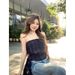 Chenling Original Quality Hot Girl Retro Plaid Sleeveless Tube Women's Summer New Slim Fit Off-Shoulder Top_ecoleips.com