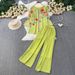 Women's Elegant Casual Two Piece Set Lightweight Chiffon Long Sleeved Top Loose Fitting Trousers Sophisticated Commute Wear_ecoleips.com