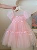 Princess Style Bubble Sleeve Mesh Skirt For Little Girls Summer 2025 Fashionable Cute Fairy Tale Princess Dress Girls Skirt_ecoleips.com