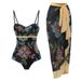 Women's Clothing One Piece Swimsuit Women's Tight Slim Retro Printed Swimsuit Chiffon Long Skirt With Steel Support Hard Bag_ecoleips.com