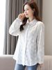 K Lace Lace Lapel White Shirt, Women's Long Sleeved Shirt, Unique And Beautiful Temperament Top_ecoleips.com