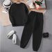 Women's Fleece Lined Thickened Crew Neck Sweatshirt And Sweatpants Tracksuit Autumn Winter Must Have Printed_ecoleips.com