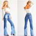 Women’s Clothing High Waist Two Color Splicing Belt High Quality Spot Women's Denim Flared Pants_ecoleips.com