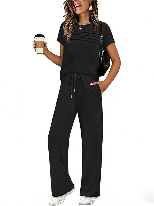 2026 New Spring/Summer European American Wish Cross-Border Women's Clothing Set: Short-Sleeve Casual Long And_ecoleips.com