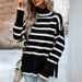 Striped High-Collared Sweater For Women Autumn/Winter Knit Top_ecoleips.com